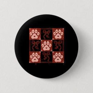 Dog Valentine Coquette Bow Dog Paw Heart Valentine 6 Cm Round Badge
