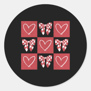 Dog Valentine Coquette Bow Dog Paw Heart Valentine Classic Round Sticker
