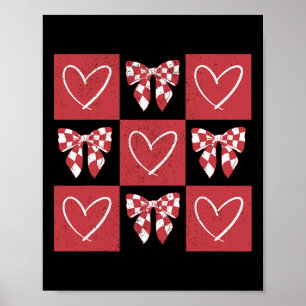 Dog Valentine Coquette Bow Dog Paw Heart Valentine Poster