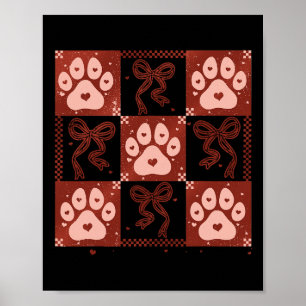 Dog Valentine Coquette Bow Dog Paw Heart Valentine Poster