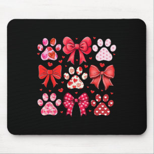 Dog Valentine Coquette Dog Mom Dog Paw Print Heart Mouse Mat