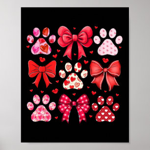 Dog Valentine Coquette Dog Paw Print Heart Pink Cu