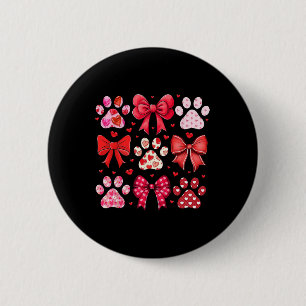 Dog Valentine Coquette Dog Paw Print Heart Pink Cu 6 Cm Round Badge