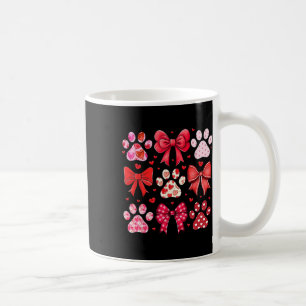 Dog Valentine Coquette Dog Paw Print Heart Pink Cu Coffee Mug