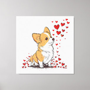 Dog Valentine Cute Corgi Valentine s Day Canvas Print