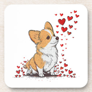 Dog Valentine Cute Corgi Valentine s Day Coaster