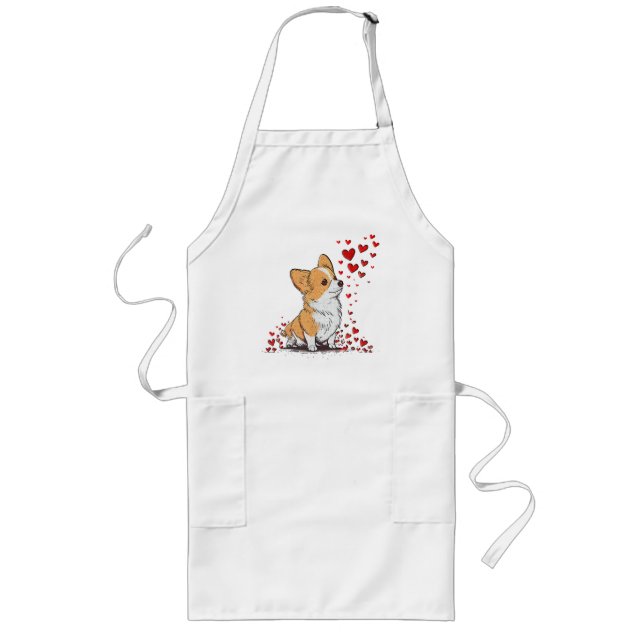 Dog Valentine Cute Corgi Valentine s Day Long Apron (Front)