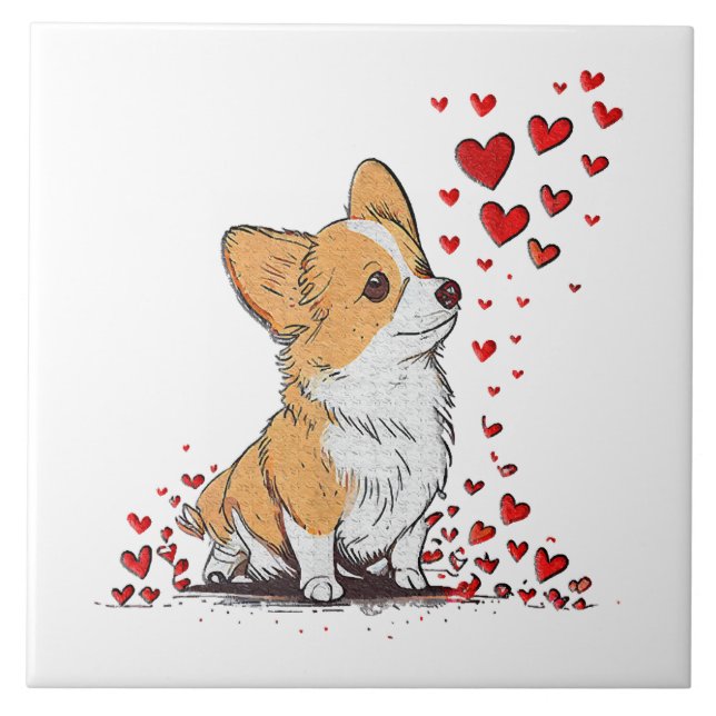Dog Valentine Cute Corgi Valentine s Day Tile (Front)