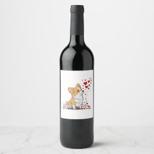 Dog Valentine Cute Corgi Valentine s Day Wine Label