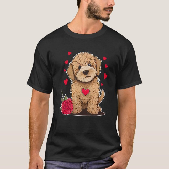 Dog Valentine Cute Golden Doodle Valentine's Day T-Shirt (Front)
