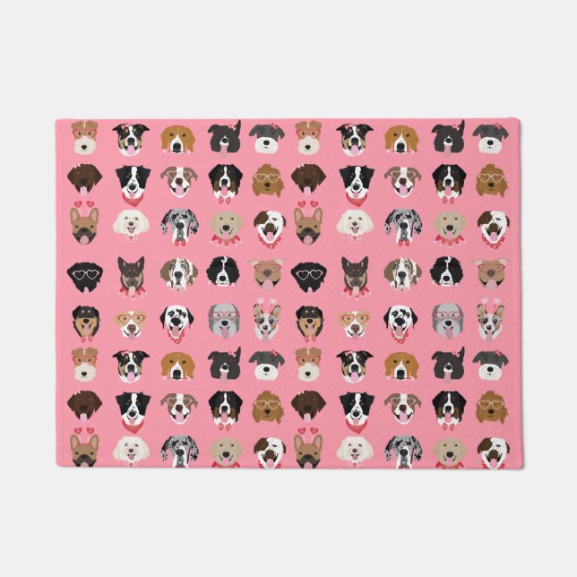 Dog Valentine Face Pattern Doormat (Front)