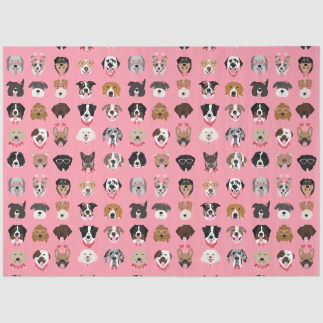 Dog Valentine Face Pattern Tissue Paper (Front)