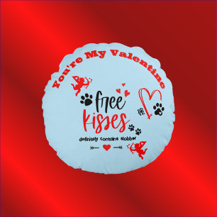 Dog Valentine - Free Kisses Definitely Contains Round Cushion