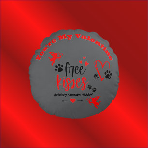 Dog Valentine - Free Kisses Definitely Contains Round Cushion