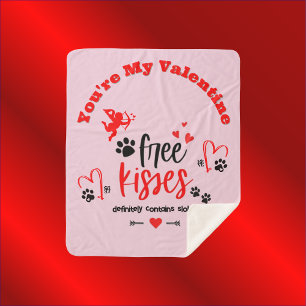Dog Valentine - Free Kisses Definitely Contains    Sherpa Blanket