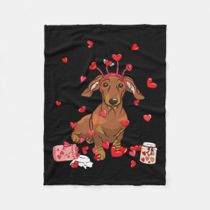 Dog Valentine Gift Cute Dachshund Valentine's Day Fleece Blanket