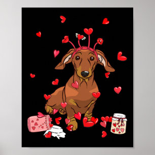 Dog Valentine Gift Cute Dachshund Valentine's Day  Poster