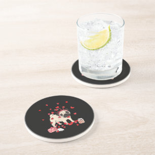 Dog Valentine Gift Cute Pug Valentine's Day Coaster
