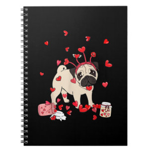 Dog Valentine Gift Cute Pug Valentine's Day Notebook