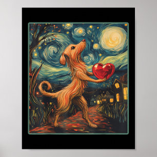 Dog Valentine Starry Night Van Gogh Valentines Day Poster
