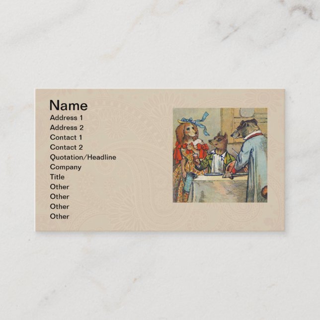 Dog Victorian Dinner Dress Doggy Business Card (Front)