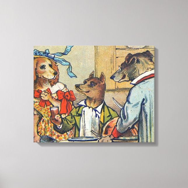 Dog Victorian Dinner Dress Doggy Canvas Print (Front)