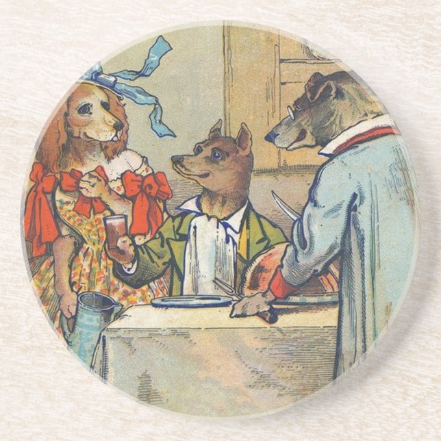 Dog Victorian Dinner Dress Doggy Coaster (Front)