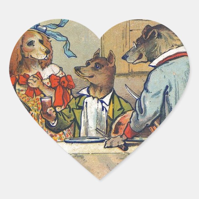 Dog Victorian Dinner Dress Doggy Heart Sticker (Front)