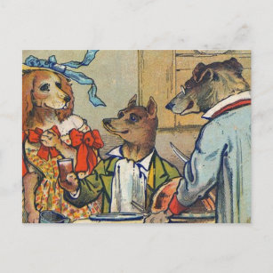Dog Victorian Dinner Dress Doggy Postcard