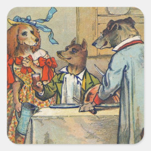 Dog Victorian Dinner Dress Doggy Square Sticker