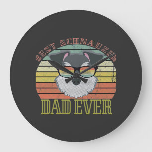Dog Vintage Best Schnauzer Dad ever Tshirt Fathers Large Clock
