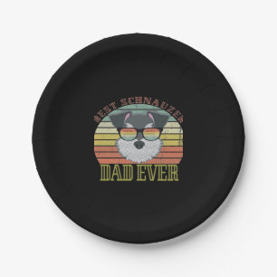 Dog Vintage Best Schnauzer Dad ever Tshirt Fathers Paper Plate