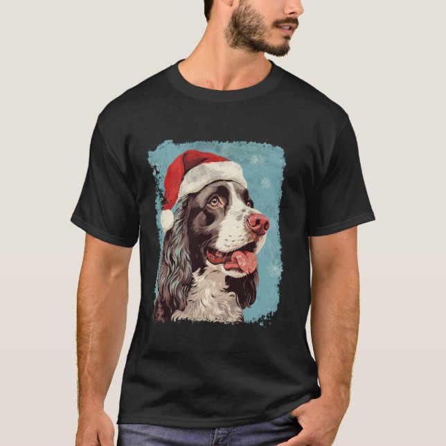 Dog Vintage English Springer Spaniel Christmas  T-Shirt (Front)