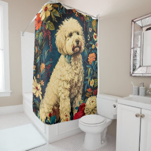 Dog Vintage Pattern Forest Floral Garden Shower Curtain