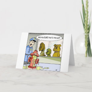 Dog Vs Hydrant Police Line Up Funny Gifts & Tees Card