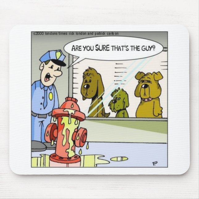 Dog Vs Hydrant Police Line Up Funny Gifts & Tees Mouse Mat (Front)