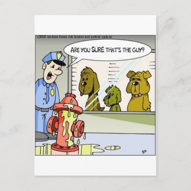 Dog Vs Hydrant Police Line Up Funny Gifts & Tees Postcard (Front)