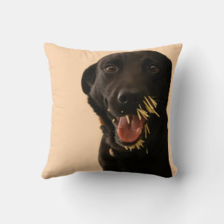 Dog vs. Porcupine throw pillow