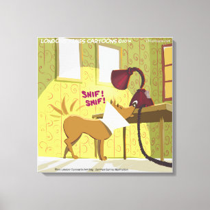 Dog W/E-Collar Sniffing Lamp Funny Canvas Print