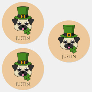 Dog w Hat and Shamrock St Patrick's Personalise