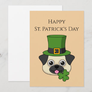 Dog w Hat and Shamrock St Patrick's   Personalise Holiday Card