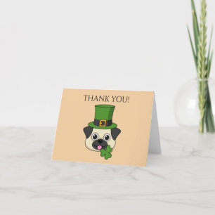 Dog w Hat and Shamrock St Patrick's   Personalise Thank You Card