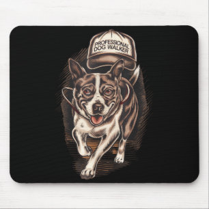 Dog Waking Professional Dog Walker Hat Graphic  Mouse Mat