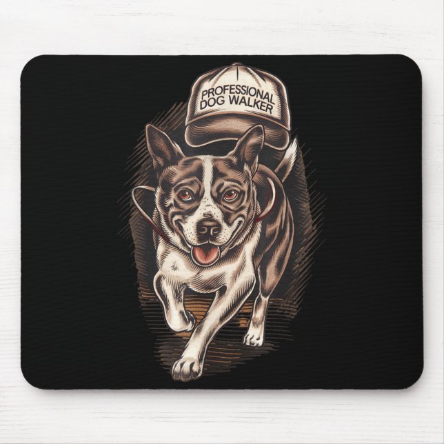 Dog Waking Professional Dog Walker Hat Graphic  Mouse Mat (Front)