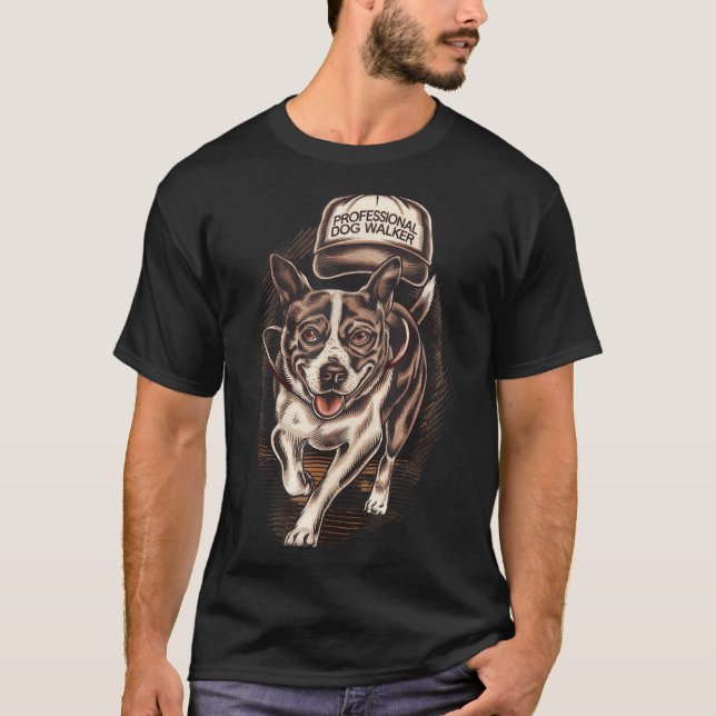 Dog Waking Professional Dog Walker Hat Graphic  T-Shirt (Front)