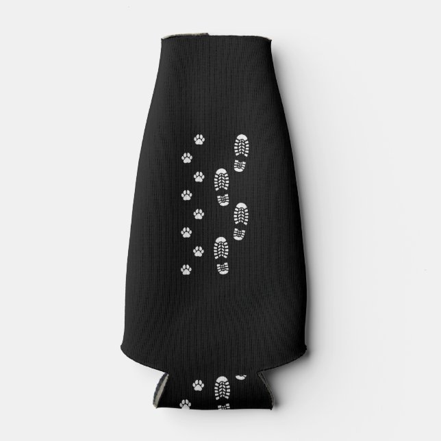 Dog Walk Foot Print Dog Walker Dog Walking Bottle Cooler (Front)