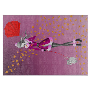 Dog Walker Autumn Leaves Cutting Board