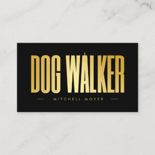 Dog Walker Black And Gold Business Card