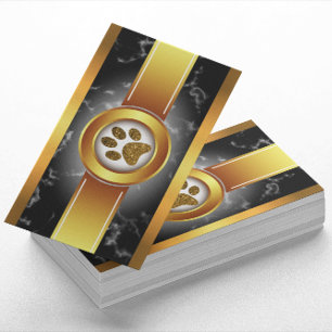 Dog Walker Black Gold   Pet Care Business Card