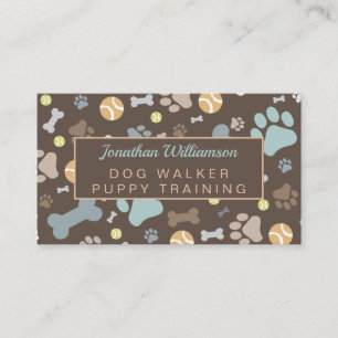 Dog Walker Brown Paw Print Business Card